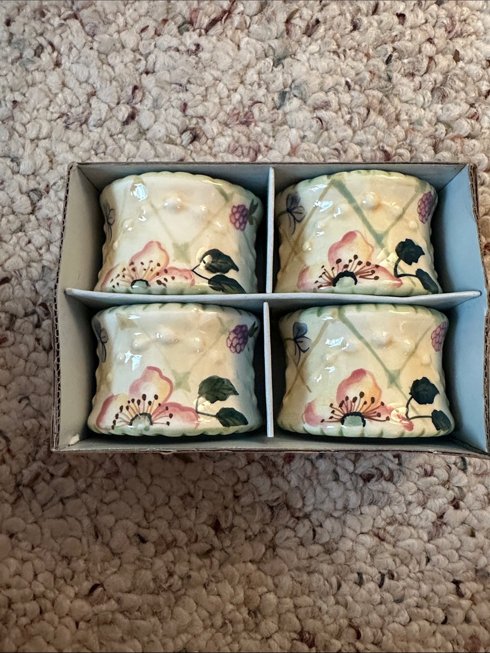 Tracy Porter The Evelyn Collection Hand Painted Porcelain Floral Napkin Holder